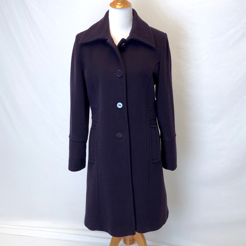 Mackintosh | royal purple long wool pea coat M